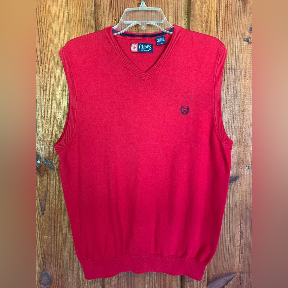 Chaps Ralph Lauren Red Sweater Vest V-Neck Men’s Size M